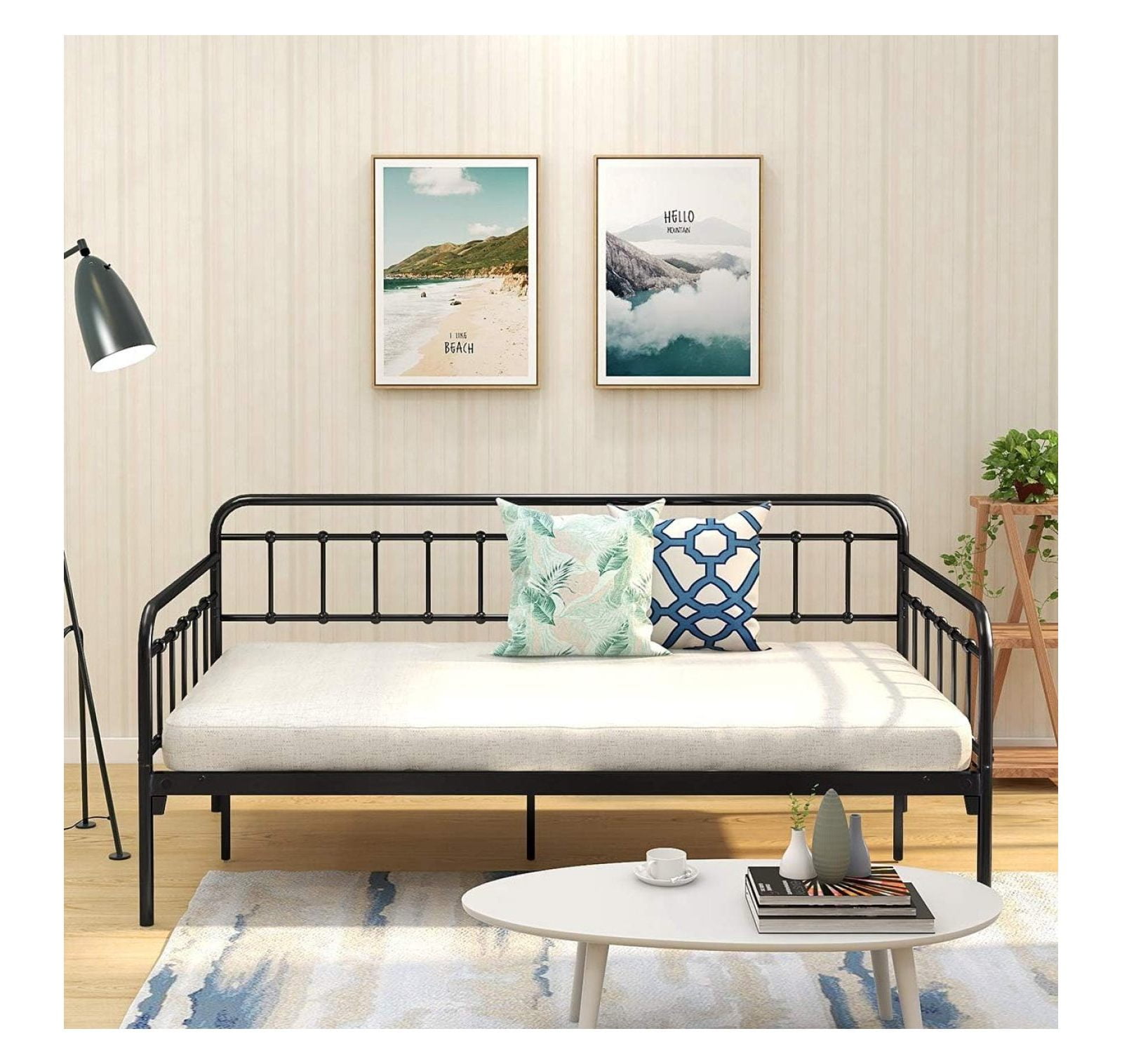 Drevy Metal Daybed Frame Heavy Duty Metal Slats Sofa Bed Platform