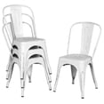 thumbnail image 1 of Drevy Metal Dinning Chairs Stackable Coffee Chair with Back, Distressed White, Set of 4, 1 of 2