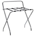 thumbnail image 1 of Drevy - Metal Foldable Luggage Rack, Suitcase Stand with Back, Chrome/Black, 1 of 4