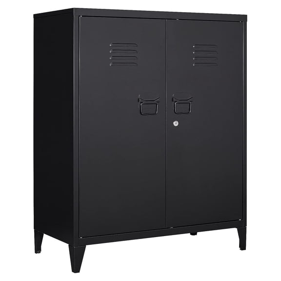 Drevy Metal Locker with 2 Doors, Metal Storage Sideboard Accent Cabinets for Kitchen, Pantry, Home Office and Garage