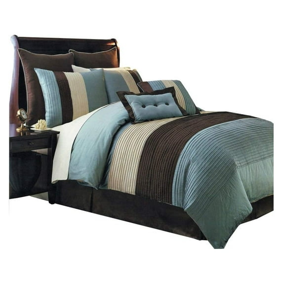 Drevy Microfiber California King Size 12PC Bed in a Bag (Comforter Set and Sheet Set) Aqua Blue