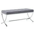 thumbnail image 1 of Drevy Modern Button Tufted Bench, Velvet Ottoman Dining Bench, Stylish Footstool for Entryway Bedroom Kitchen Dining Table, Grey, 1 of 7
