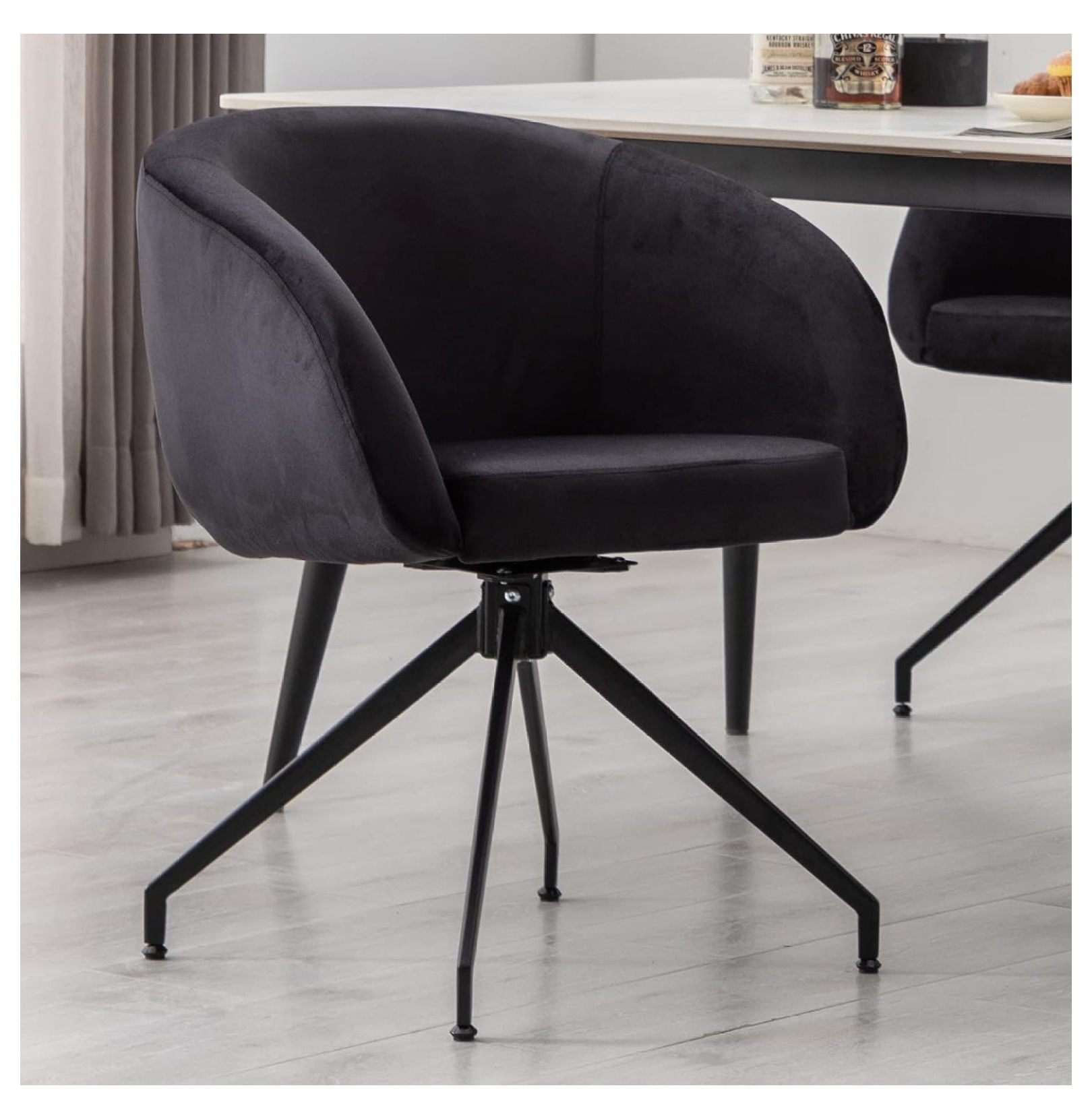 Drevy Modern Swivel Barrel Dining Chair Set of 1, Velvet Upholstered ...