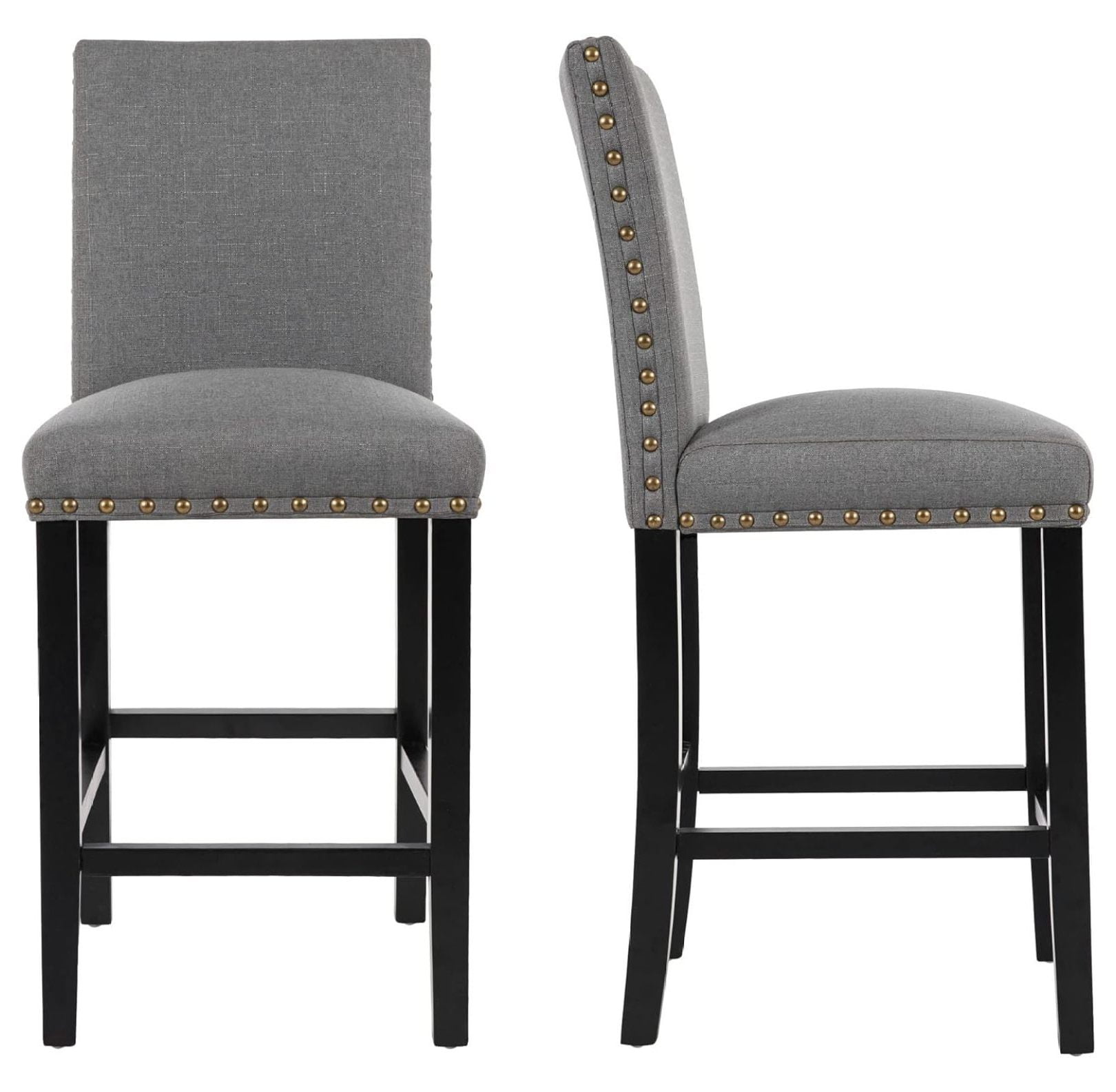 Drevy Nailhead 24 Inches Counter Height Stools Upholstered Bar Stools