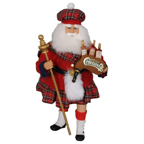 Drevy Originals Scottish Santa Figurine, 17 Inches - Handmade Christmas Holiday Home Decorations and
