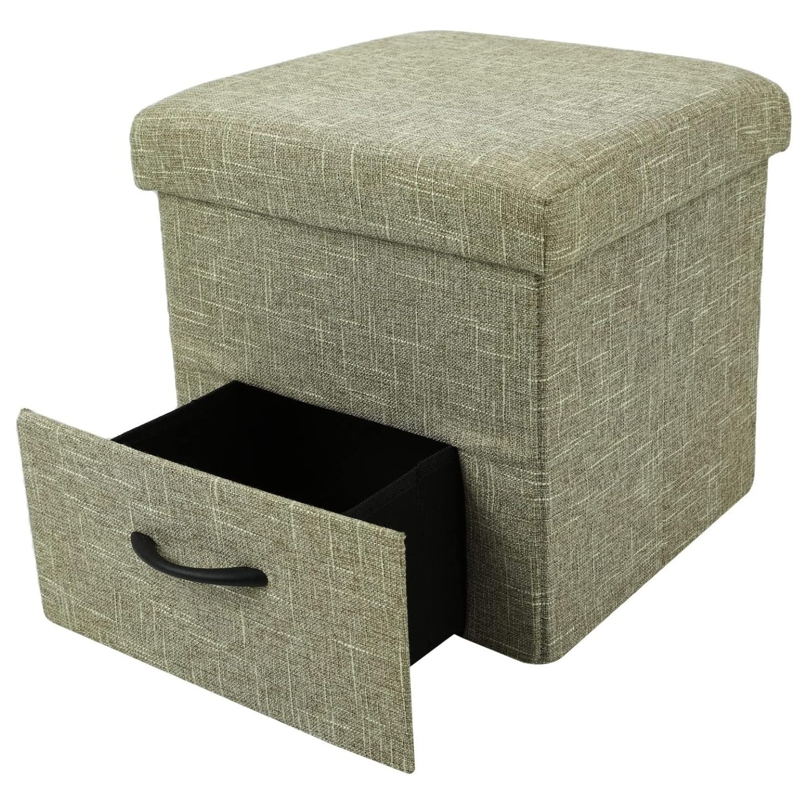 Drevy Ottoman with Storage Linen Folding Ottoman with Drawer,Storage