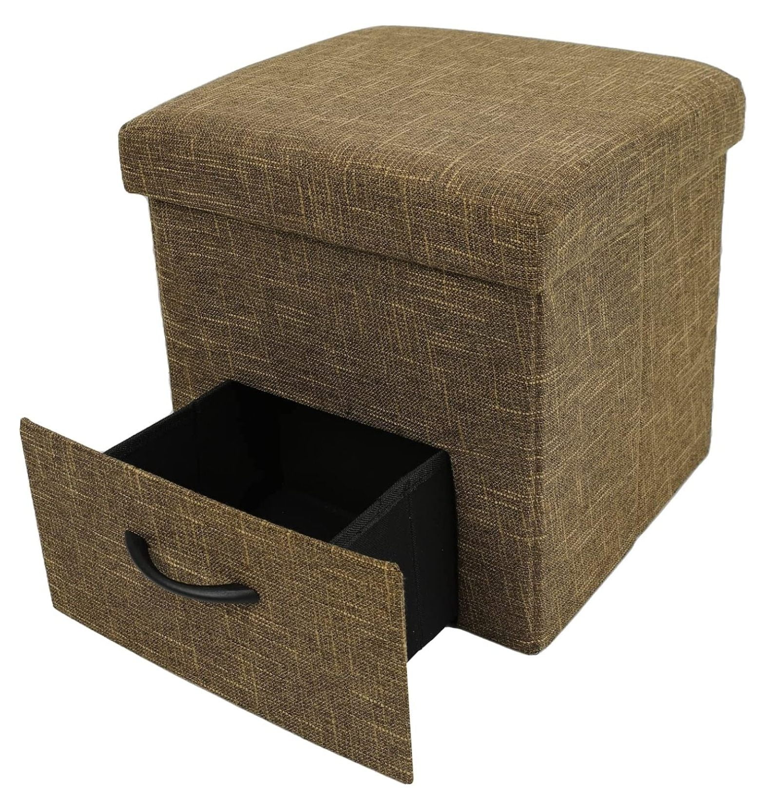 Drevy Ottoman with Storage Linen Folding Ottoman with Drawer,Storage