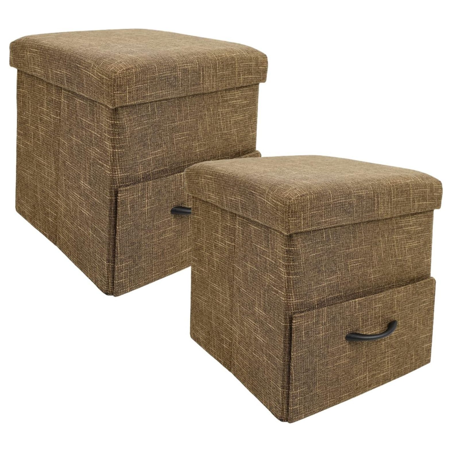 Drevy Ottoman with Storage Linen Folding Ottoman with Drawer,Storage