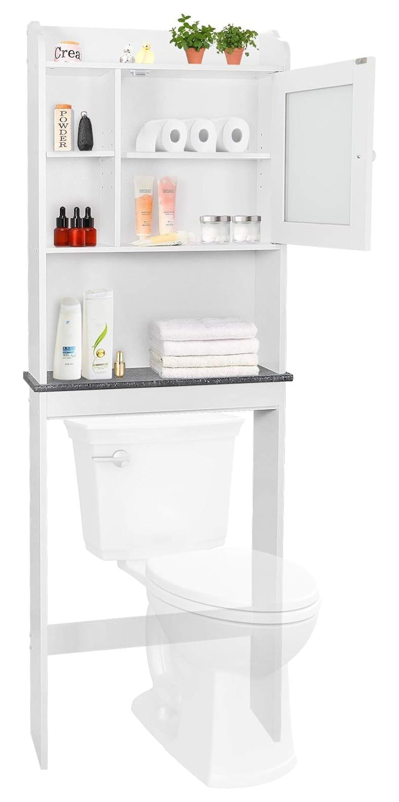 DORTALA Over-The-Toilet Storage Cabinet – White, Space-Saving Bathroom Organizer With Shelves - View #11