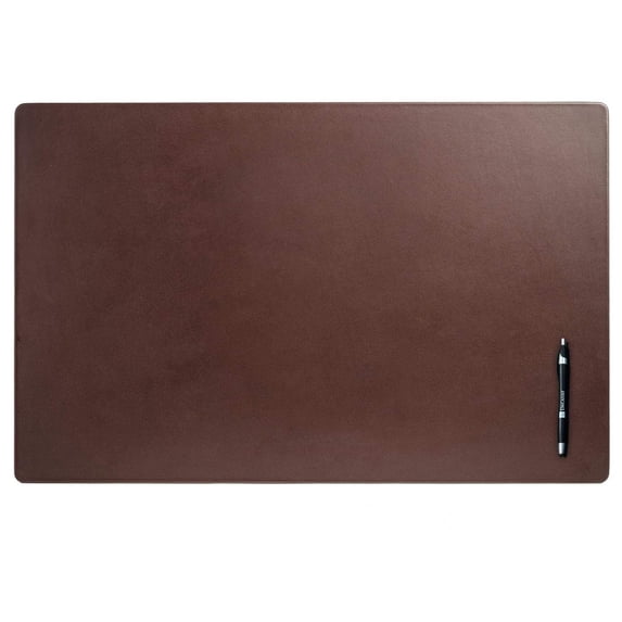 Drevy Pad Without Side Rails Luxury Leather Blotter for Writing-Executive Desk Surface Protector, 30” x 19”, Chocolate Brown