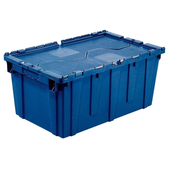 Drevy Plastic Distribution Container With Hinged Lid, 21.9 x 15.2 x 12.8, Blue