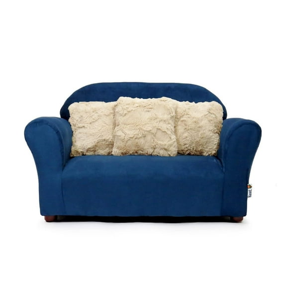 Drevy Plush Childrens Sofa with Accent Pillows, Navy 4 Count (Pack of 1)