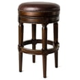 thumbnail image 1 of Drevy Pullman Wooden Kitchen Bar Height Stool 30" with 360 Degrees Swivel, Dark Walnut Finish and Brown PU Leather, Nail Head Trim Design, 1 of 8