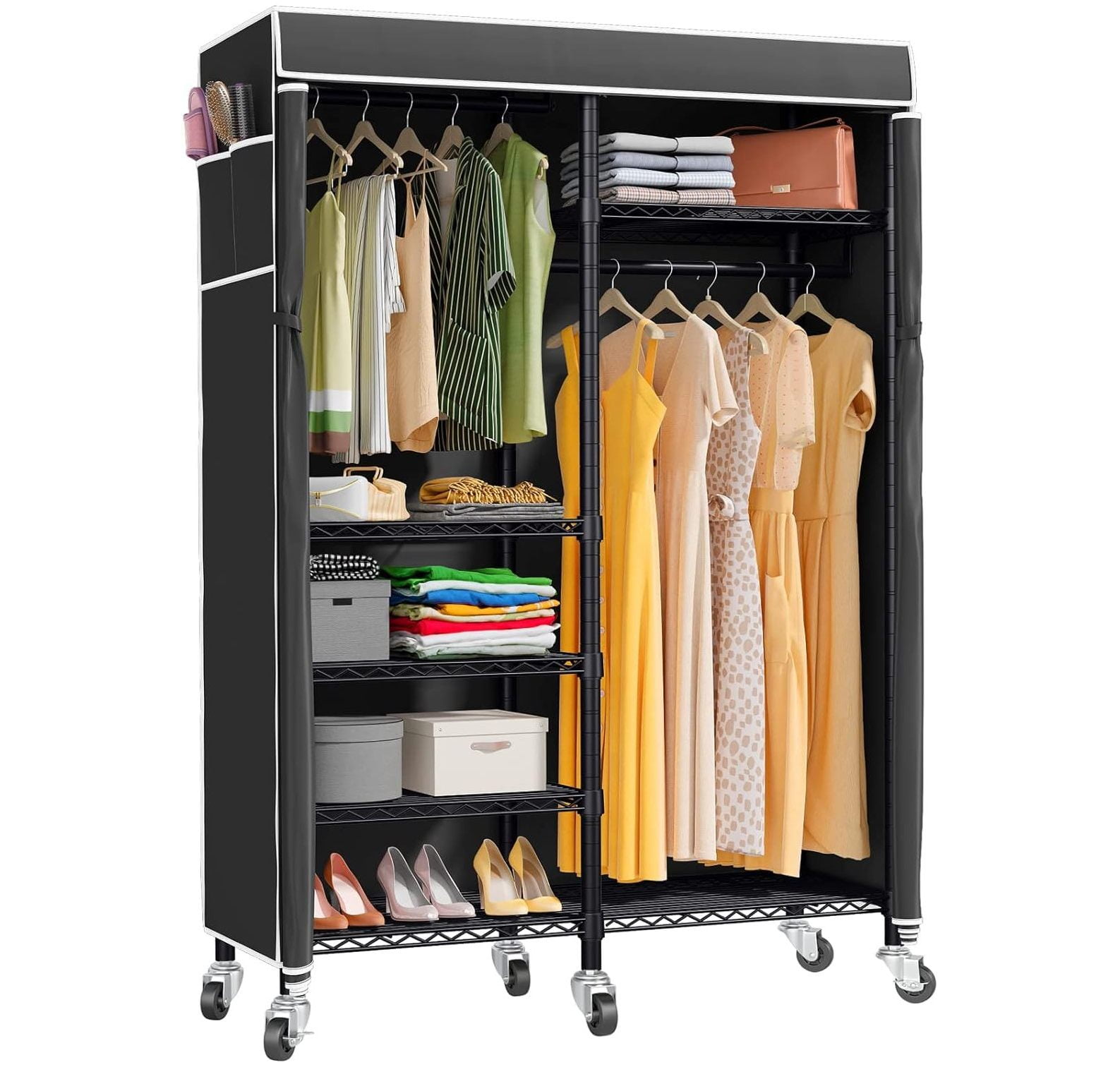 Drevy R4C Portable Closets Rolling Clothes Rack 6 Tiers Heavy Duty ...
