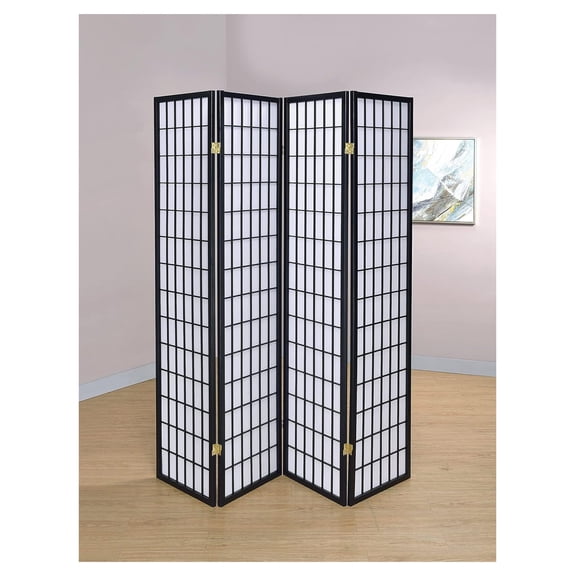 Drevy Roberto 4-Panel Folding Screen Black and White