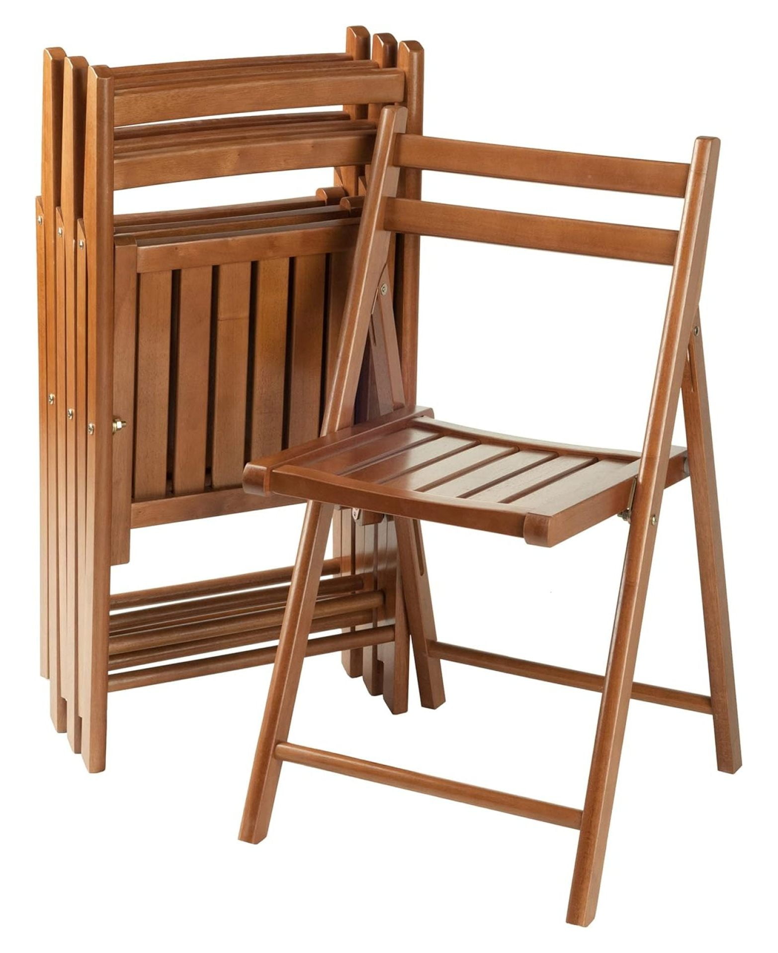 Teak Mid-Century Modern Armless Folding Side Chairs Set