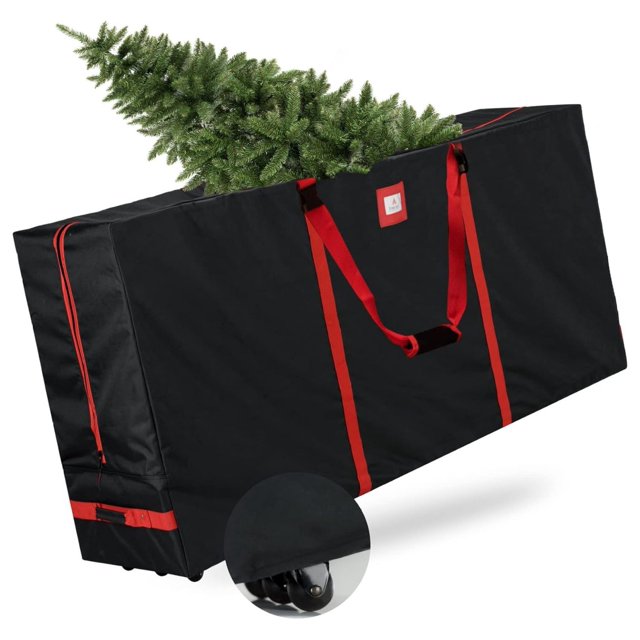 Drevy Rolling Christmas Tree Storage Bag 9ft Christmas Tree Box for Xmas Artificial Disassembled