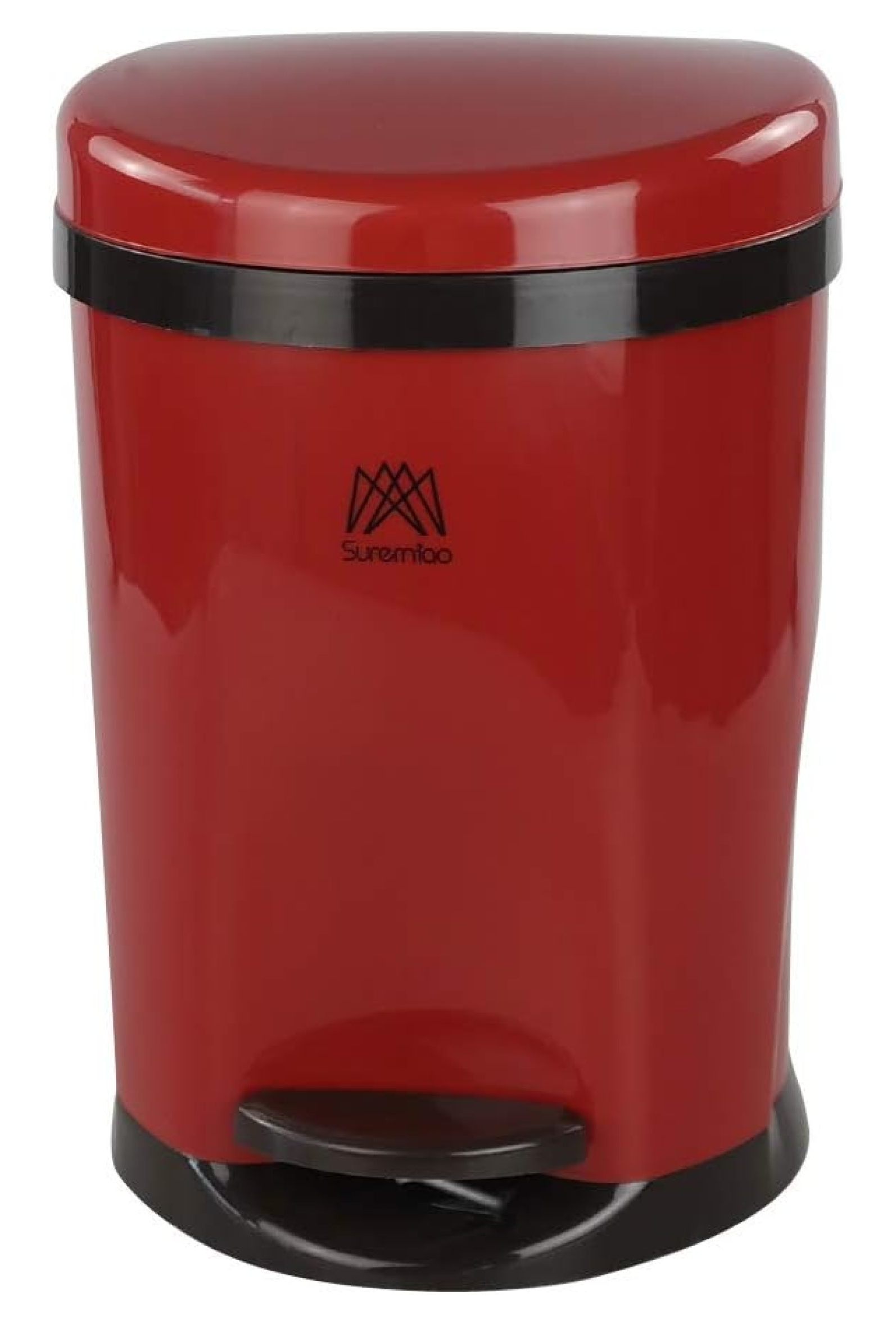 Drevy Round Step Trash Can with Lid, Gabbage/Waste Bin with Pedals, 2.2 Gallons / 8.3 Liters Red