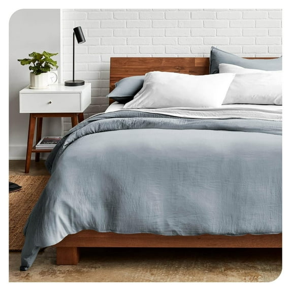 Drevy Sandwashed Duvet Cover Queen Size - Premium 1800 Collection Duvet Set - Cooling Duvet Cover - Super Soft Duvet Covers (Queen, Sandwashed Dusty Blue)