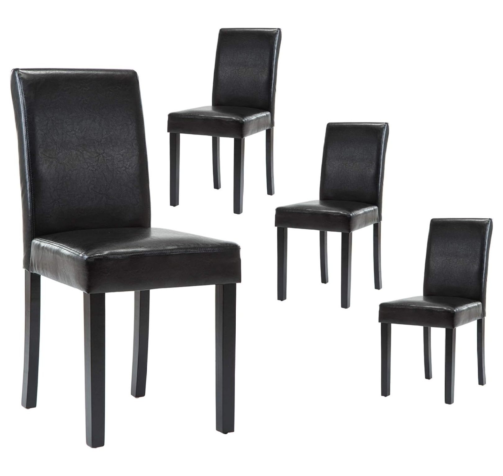 Drevy Set of 4 Urban Leatherette Dining Chairs Black Dining Room Chair ...