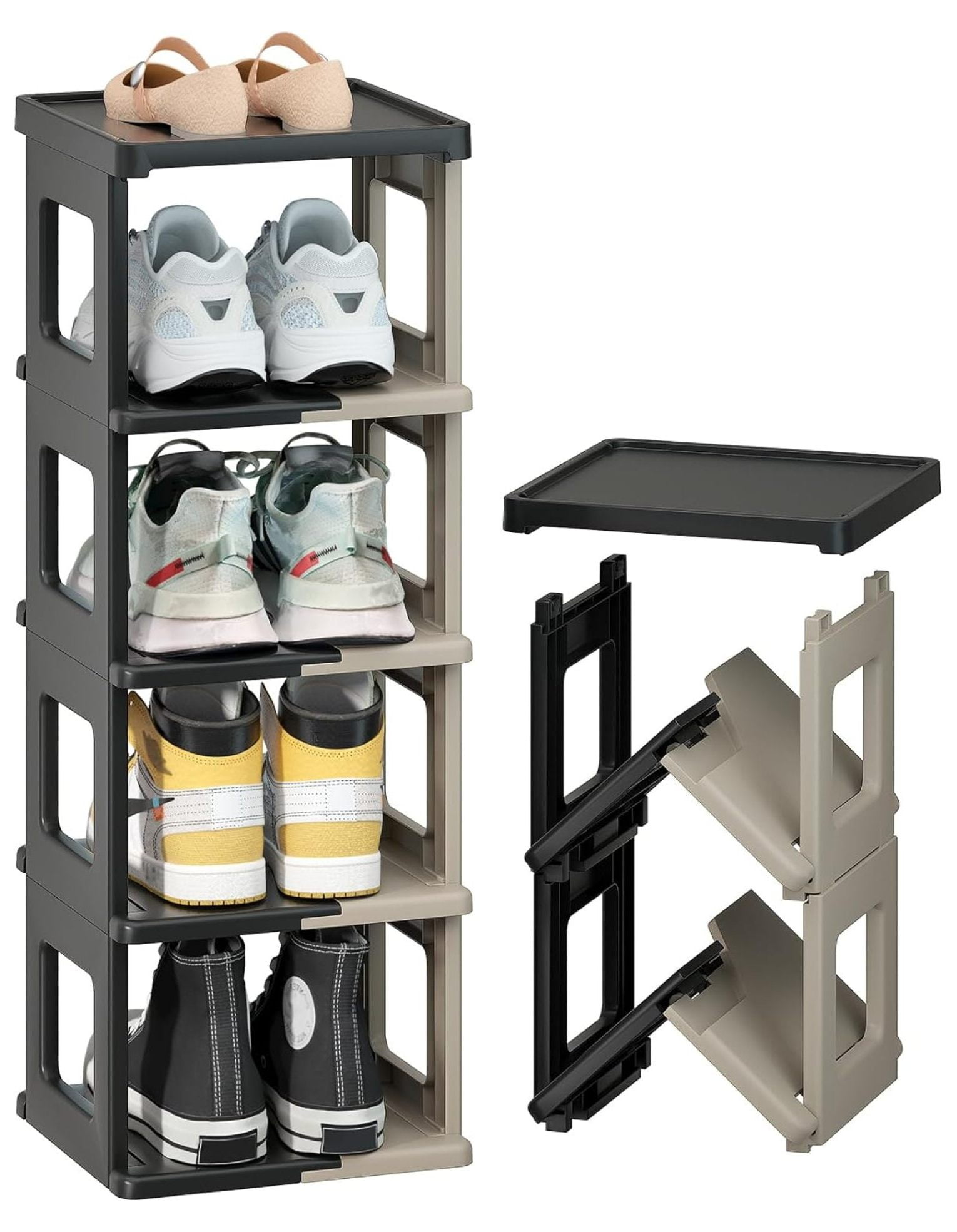 Drevy Shoe Rack for Front Door Entrance, 5Tier Foldable Shoe Rack