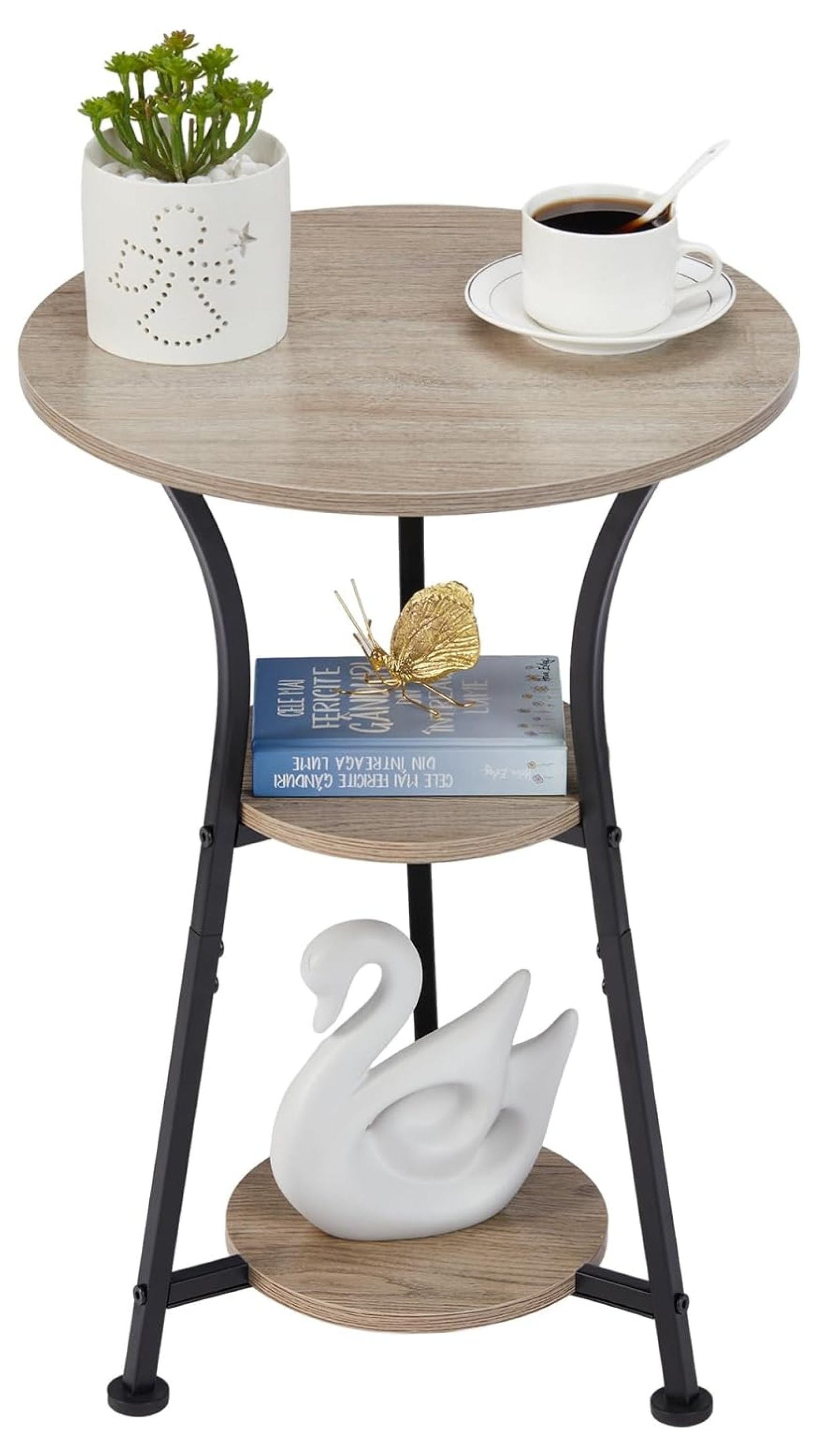 Drevy Small Round End Table for Narrow and Small Space, 3-Tier Round ...