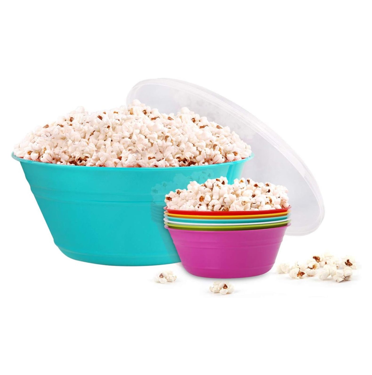 Drevy Snack Bowls (Popcorn Bowl Set, Teal)