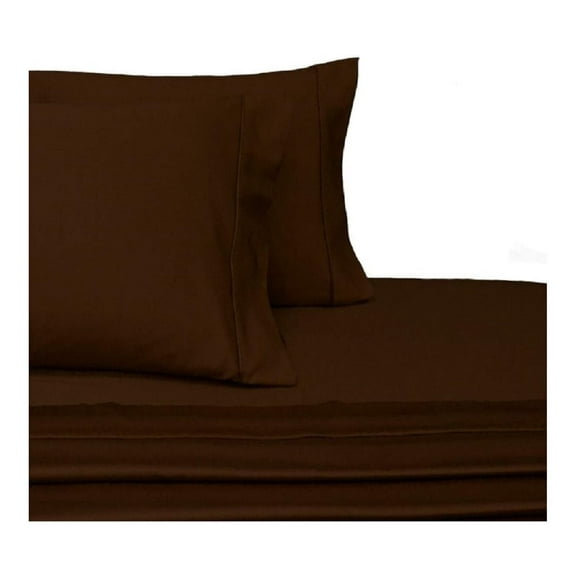Drevy Solid 300-Thread-Count, 100-Percent Cotton Queen Size Attached Waterbed Sheets Set, Chocolate