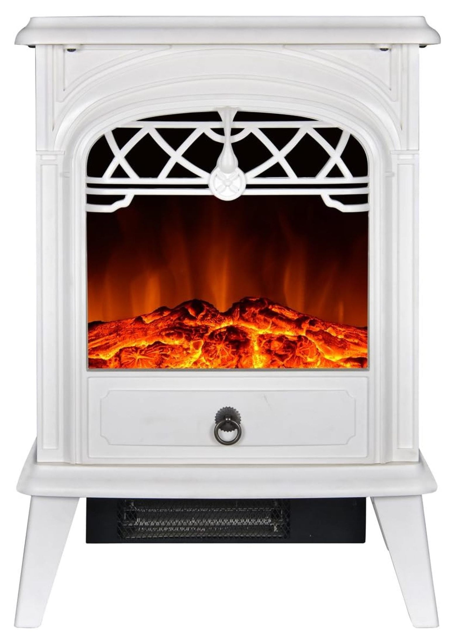 Drevy Standing Electric Fireplace Cute Electric Heater Log Fuel Effect Realistic Flame Space