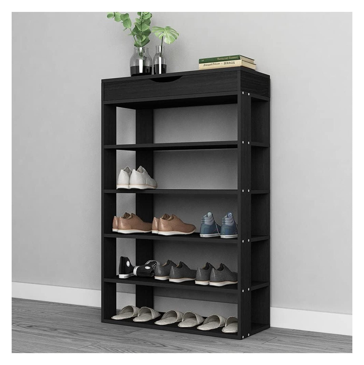 Drevy Standing Shoe Racks 5-Tier Wooden Shoe Rack 29.5 inches Shoe ...