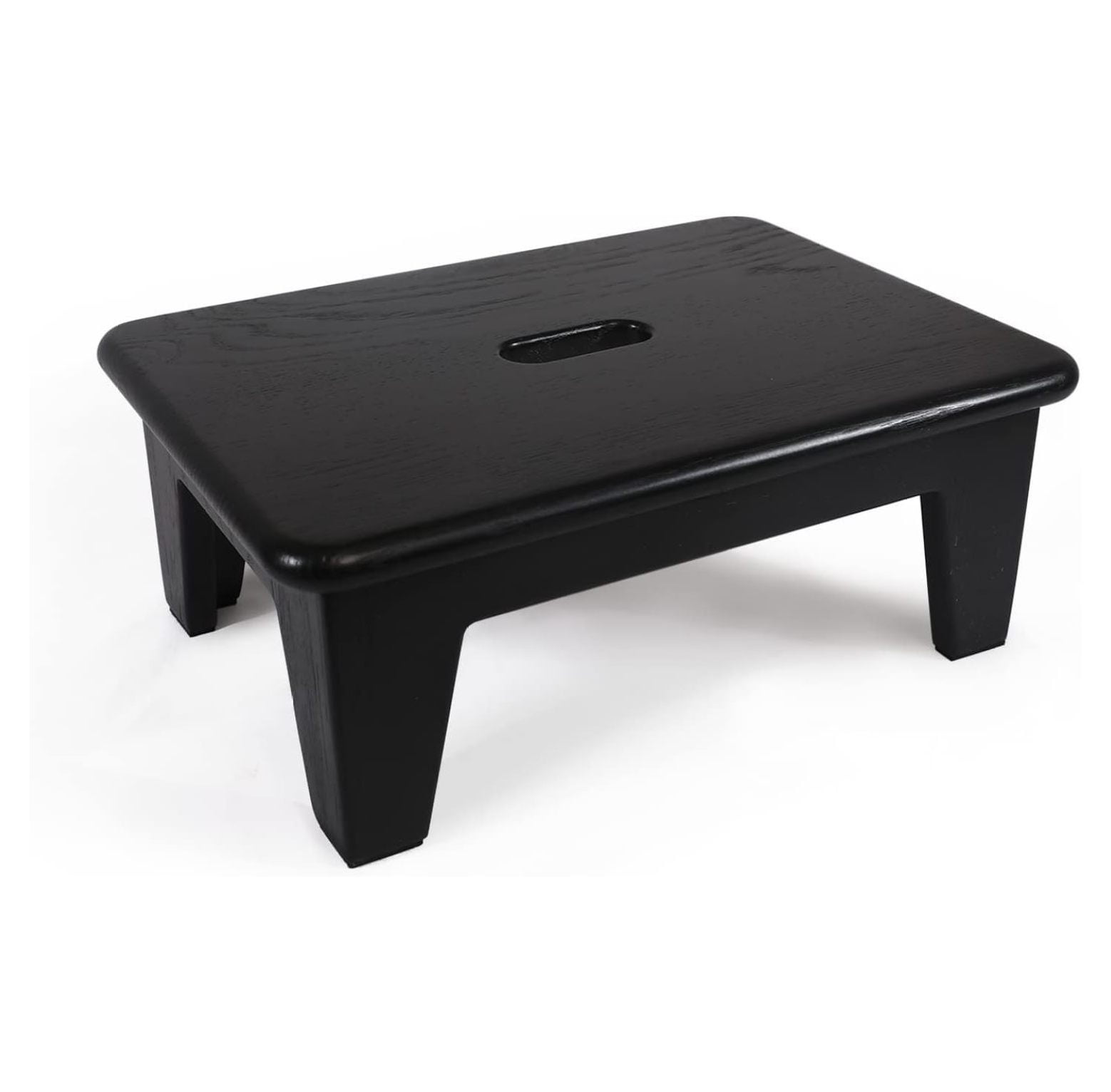 Black Oak Wooden Step Stool with Non-Slip Mat, 6.5" High