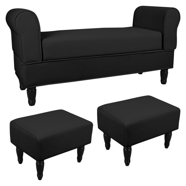 Drevy Storage Bench for Bedroom End of Bed, Upholstered End of Bed