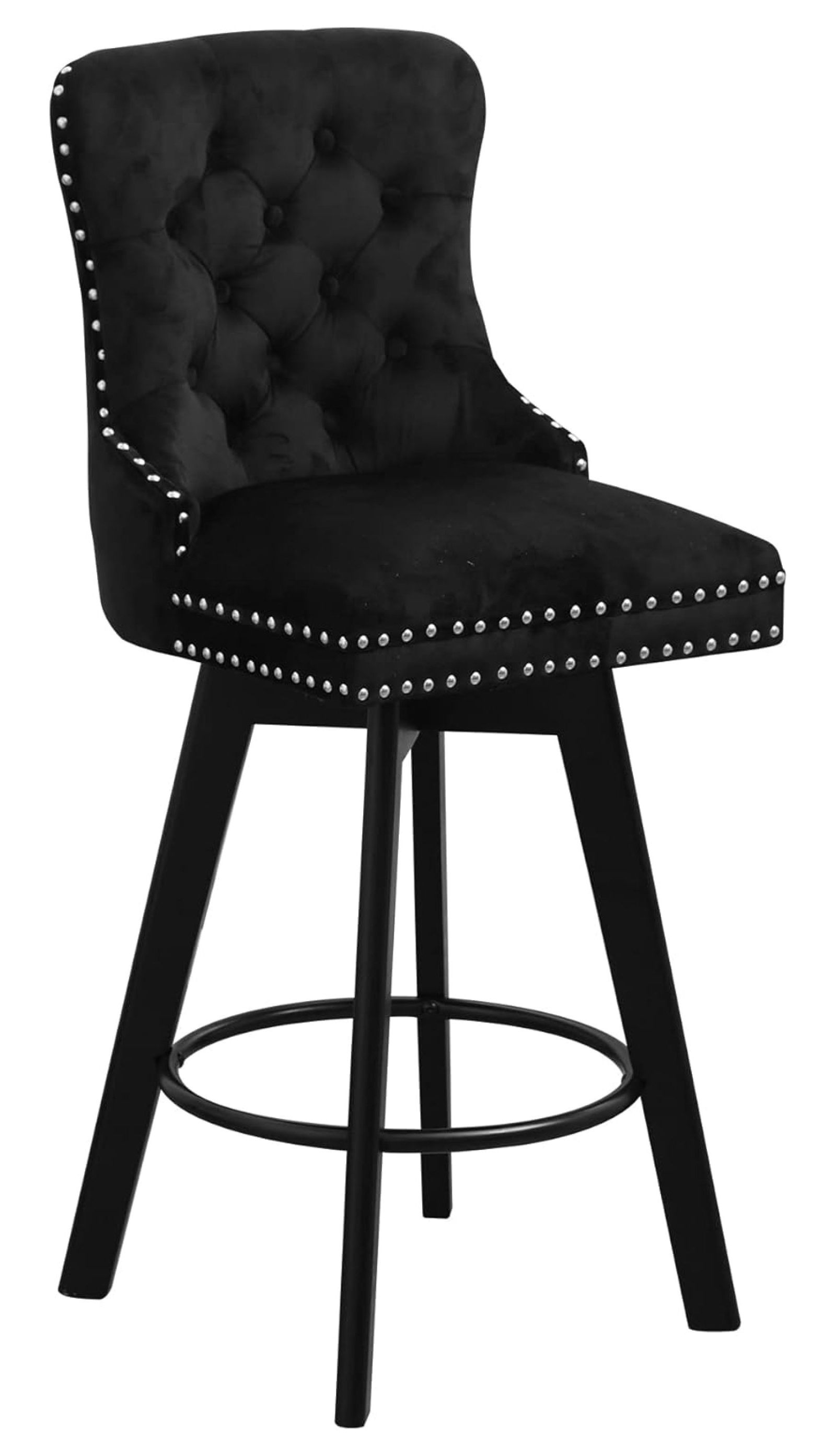 Drevy Swivel Bar Stool, Modern Velvet Button Tufted Upholstered Counter Height Chair with Back