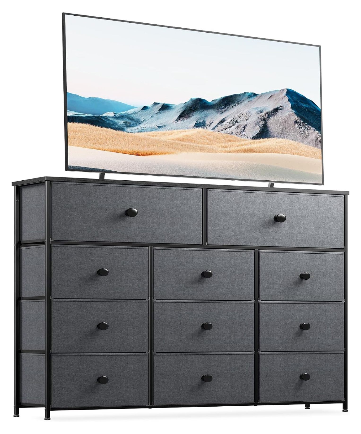 Drevy TV Stand for 55" TV with 11 Drawers, Entertainment Center with