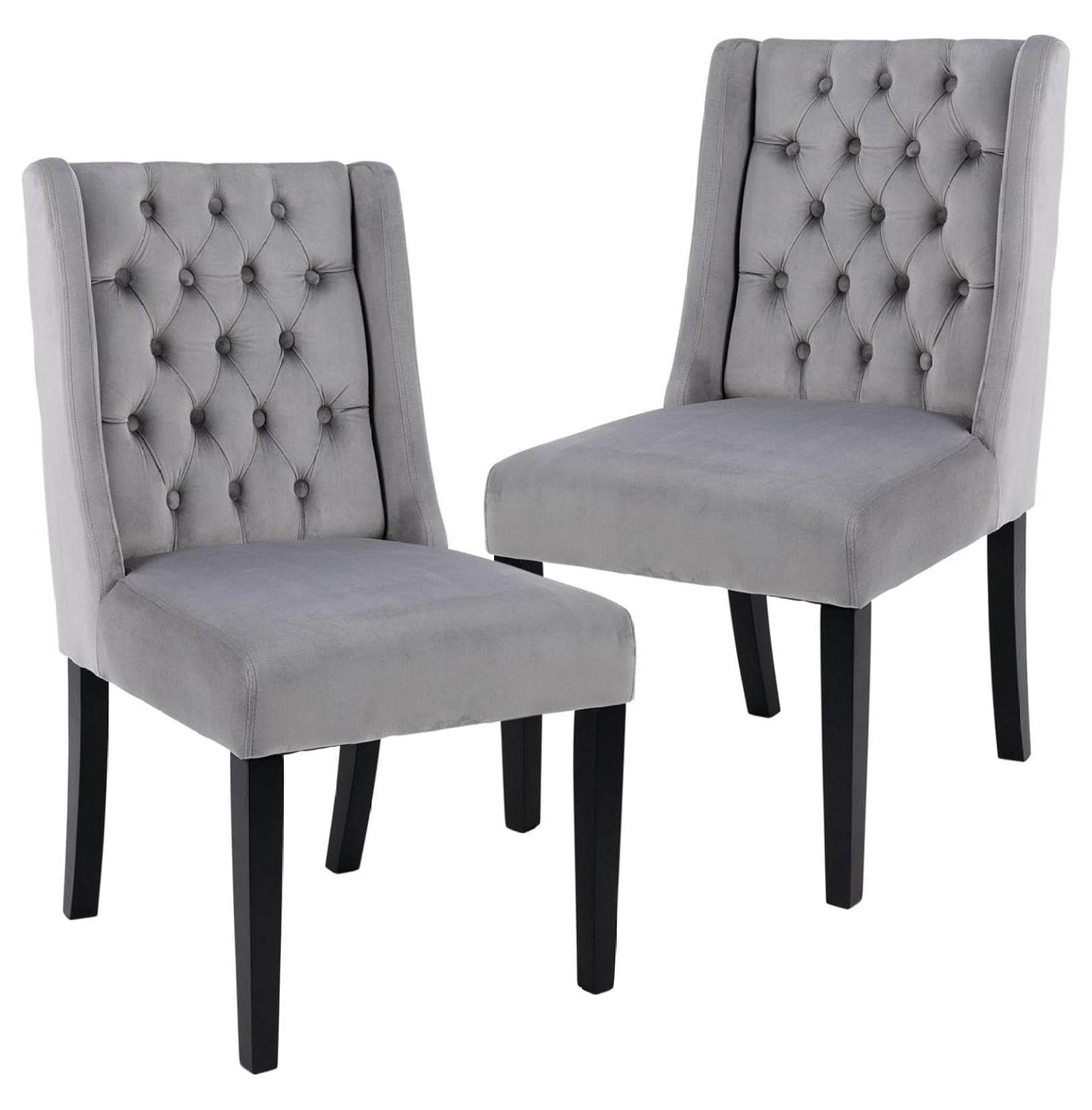 Drevy Upholstered Parsons Dining Chairs Set Of 2 Modern Grey Velvet Wingback Dining Room Chairs 3129