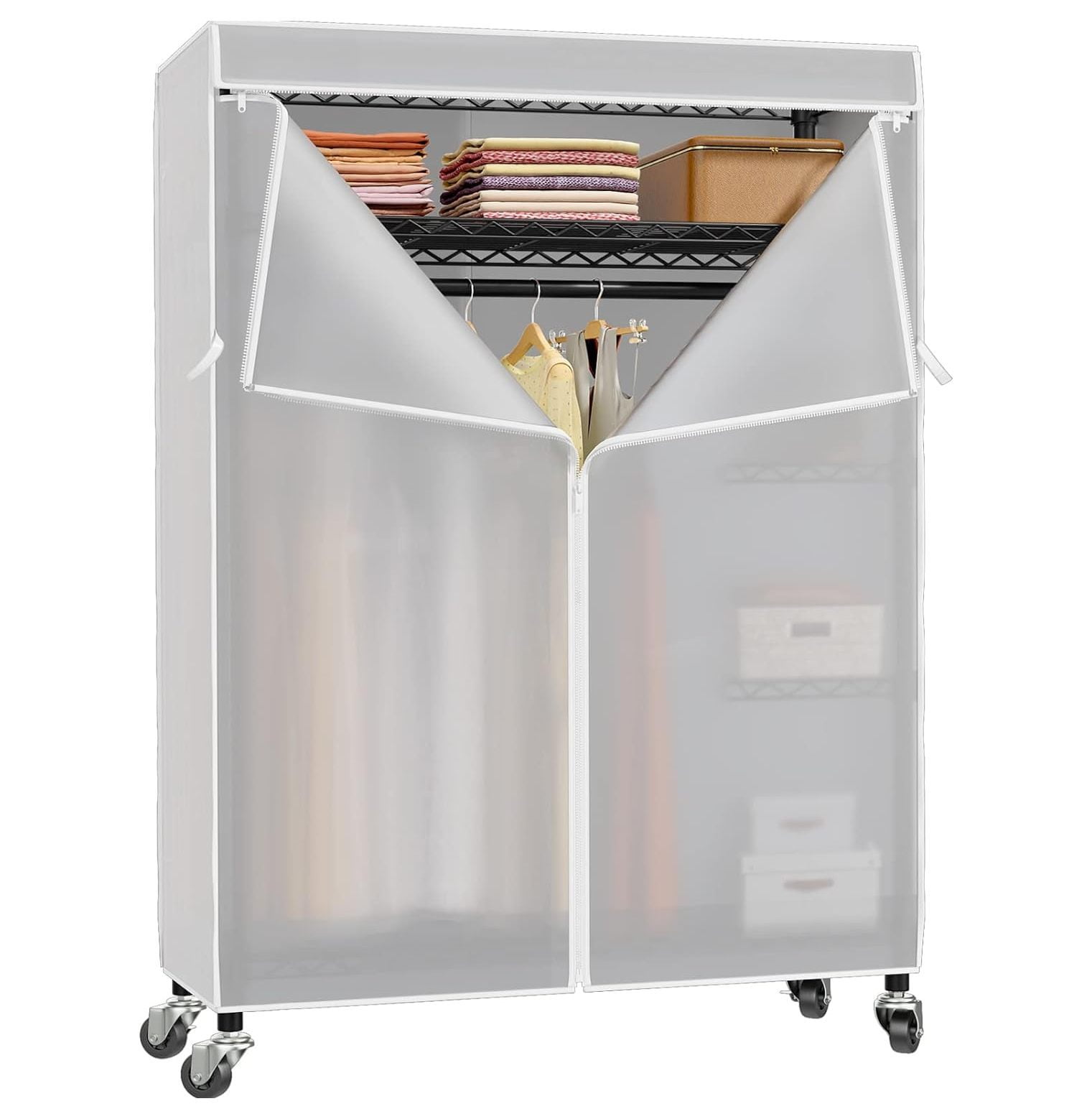 Drevy V11C Wire Garment Rack Rolling Clothes Rack Heavy Duty Portable