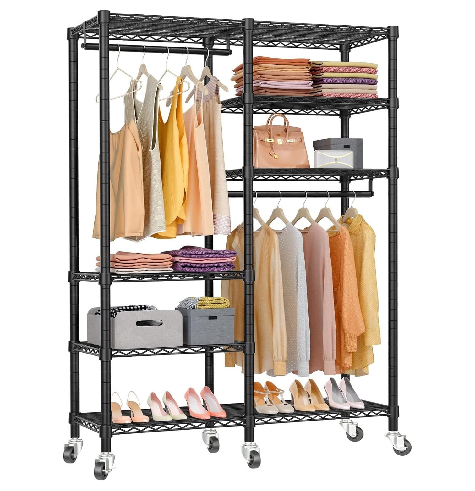 Drevy V14i Portable Closets Heavy Duty Garment Rack Adjustable Rolling