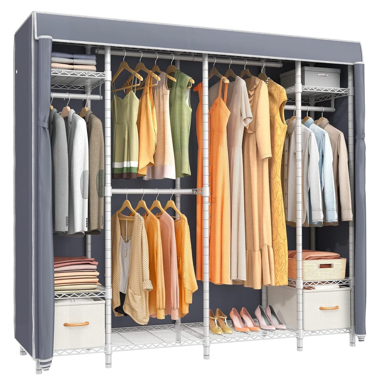 Drevy V40S Large Bedroom Armoires Heavy Duty Garment Rack Clothing Rack