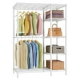 thumbnail image 1 of Drevy V7 Basic Garment Rack for Hanging Clothes Heavy Duty Clothes Rack with Shelves, Portable Closet Rack Metal Clothing Rack 5 Tiers Freestanding Closet Wardrobe System, Max Load 620lbs, White, 1 of 7