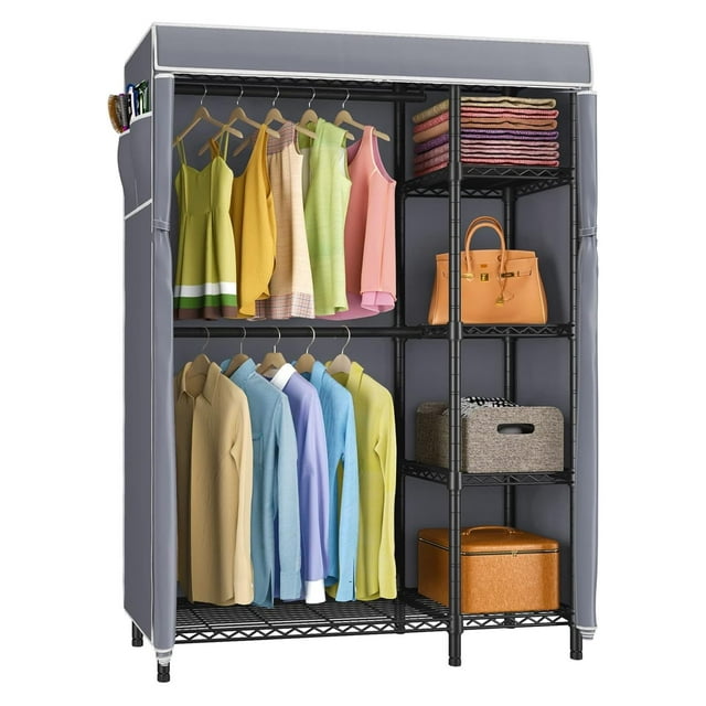 Drevy V7C Basic Garment Rack with Cover Portable Closets for Hanging