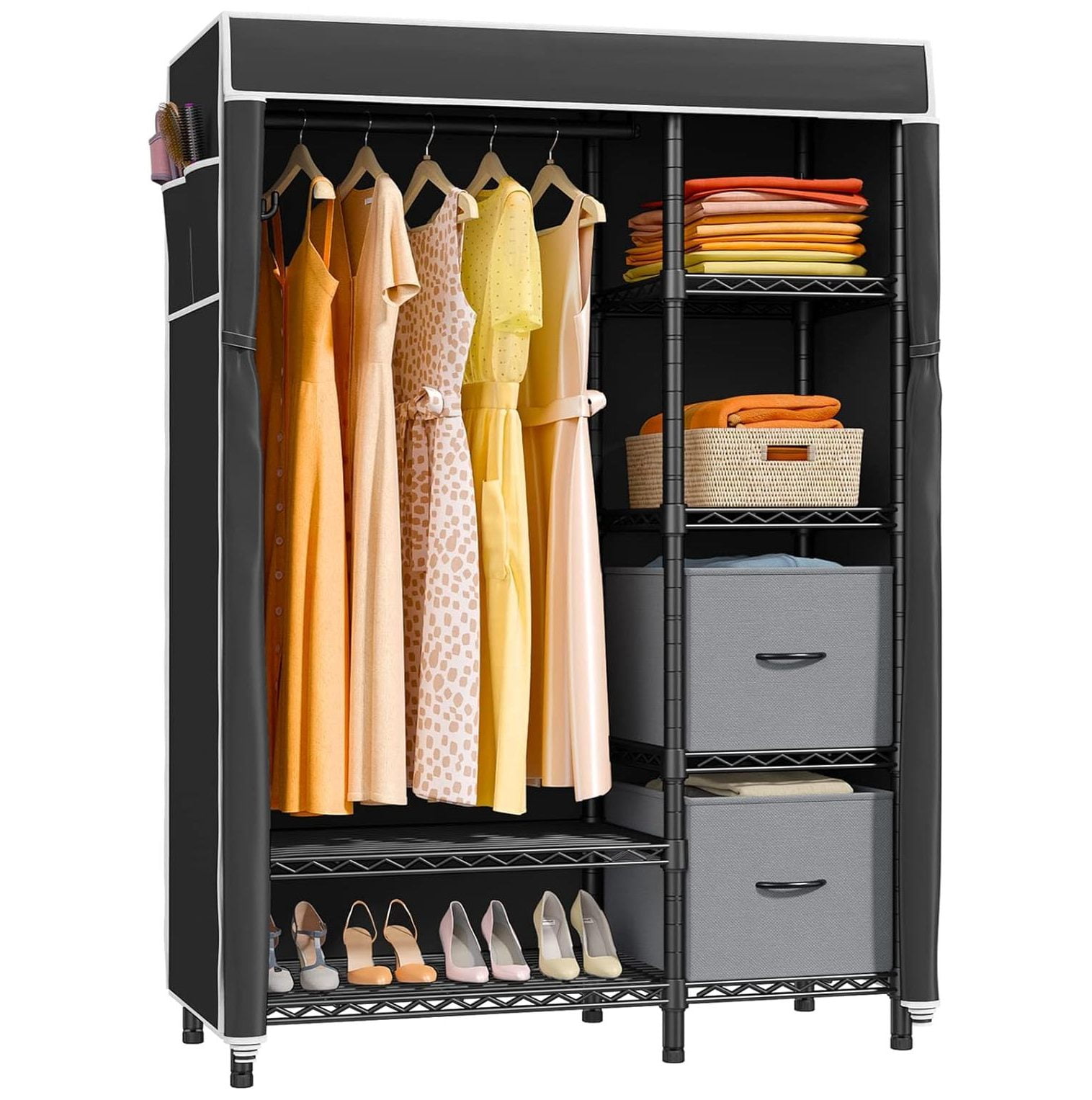 Drevy V7C Wire Garment Rack 6 Tiers Heavy Duty Covered Clothes Rack