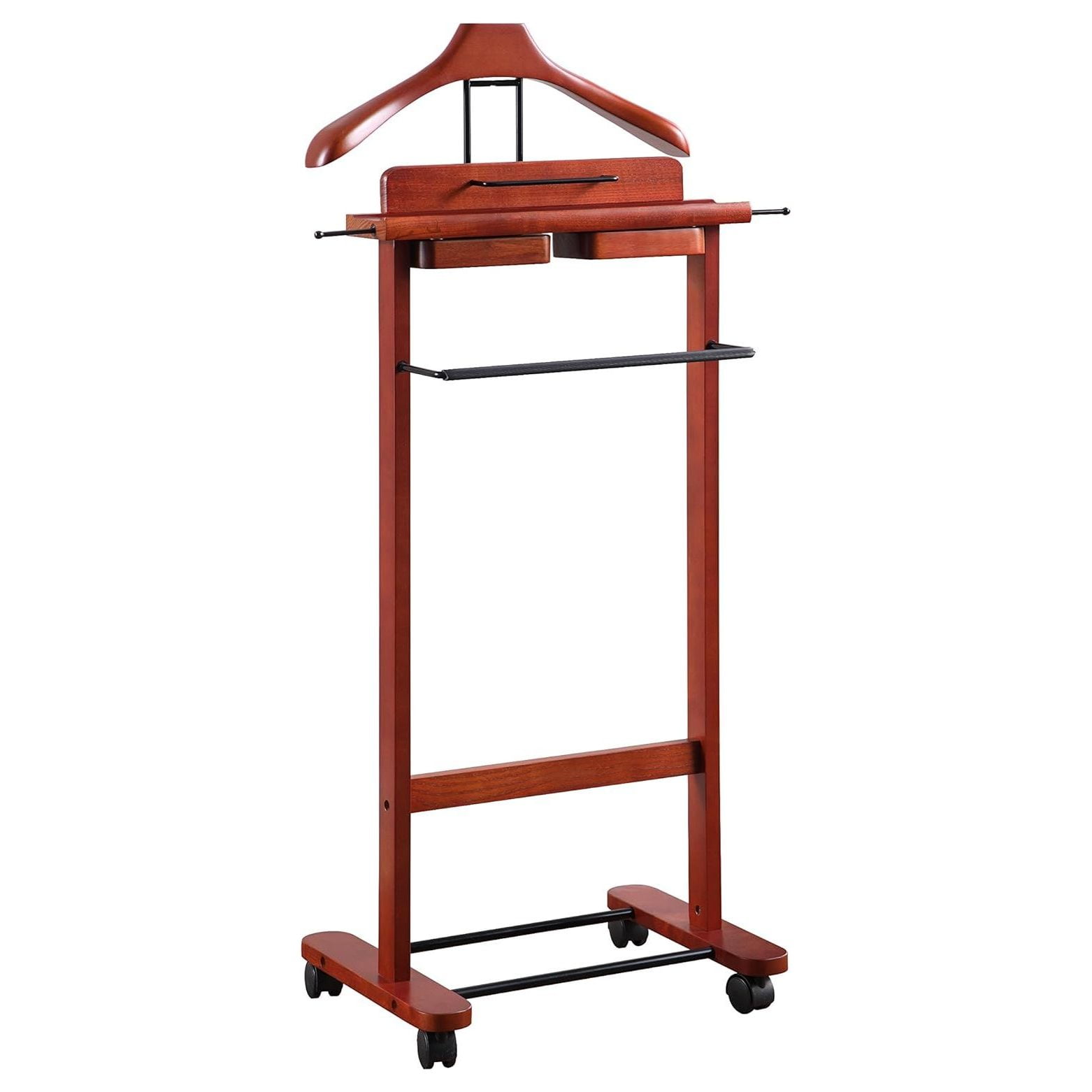 Dark Cherry Wood Deluxe Wardrobe Valet with Matte Finish