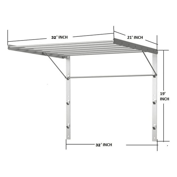 Drevy Wall Mounted Clothes Drying Rack Stainless Steel Space Saving Folding Adjustable Collapsible (32Wx21Dx19H)