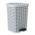 thumbnail image 1 of Drevy Wicker Step On Trash Can with Foot Pedal – Outdoor and Indoor White Smoke 12 qt Trash Can, Waste Basket for Bathroom, Kitchen, Office, Patio, or Backyard, 1 of 4