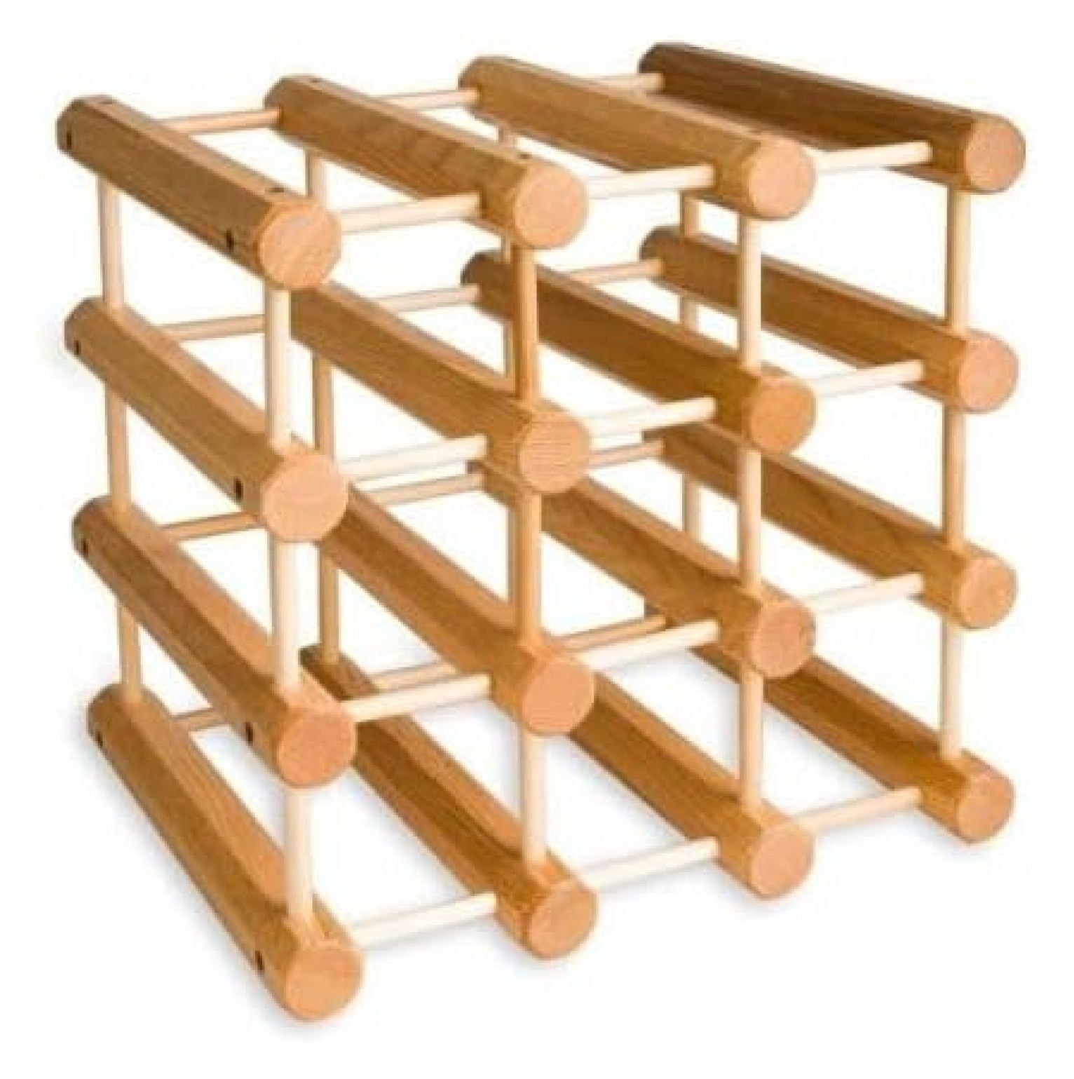 Natural Ash Wood 12-Bottle Modular Wine Rack