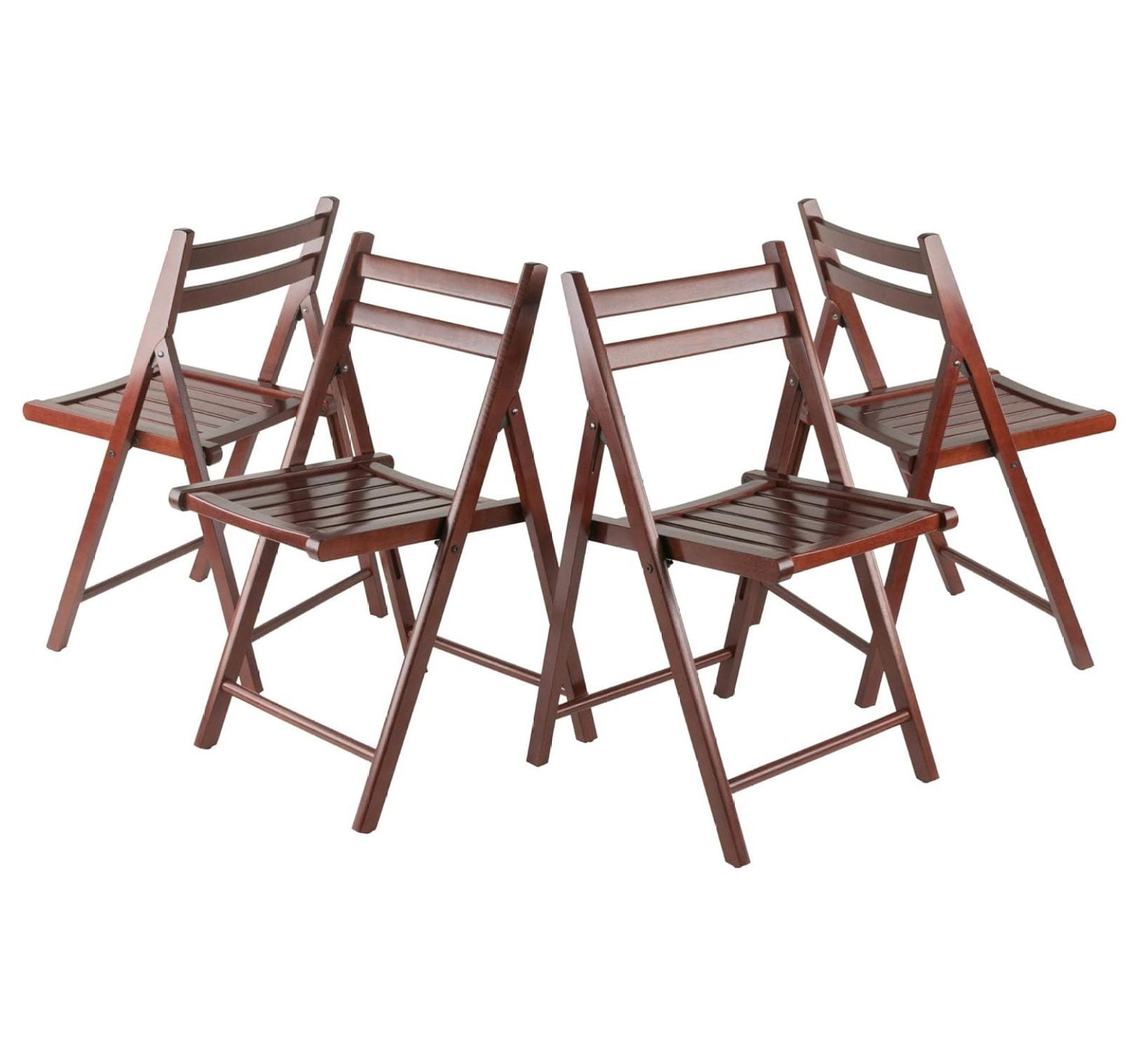Walnut Solid Wood Armless Folding Side Chairs Set of 4