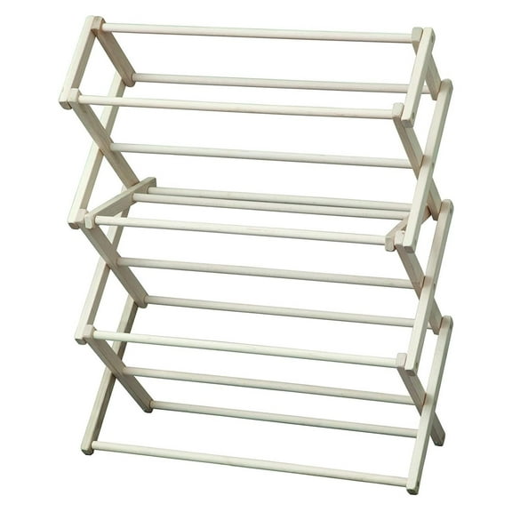 Drevy Wooden Laundry Rack - Amish Handmade Wooden Clothes Drying Rack - Foldable Drying Rack for Towel, Blanket, Linen Household - for Indoor Or Outdoor Use (38" x 30" x 13")