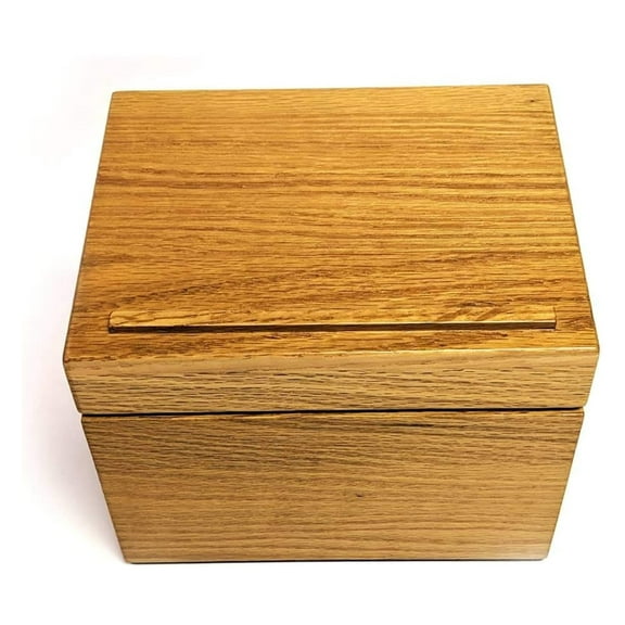 Drevy Wooden Recipe Box Holds 300 3" x 5" Recipe Cards in Handcrafted Oak Wood Box
