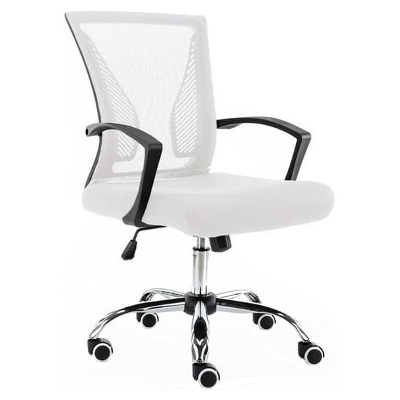 Drevy Zuna -Back Office Task Chair - Ergonomic Back Supporting Mesh Back Desk Chair (Black/White)