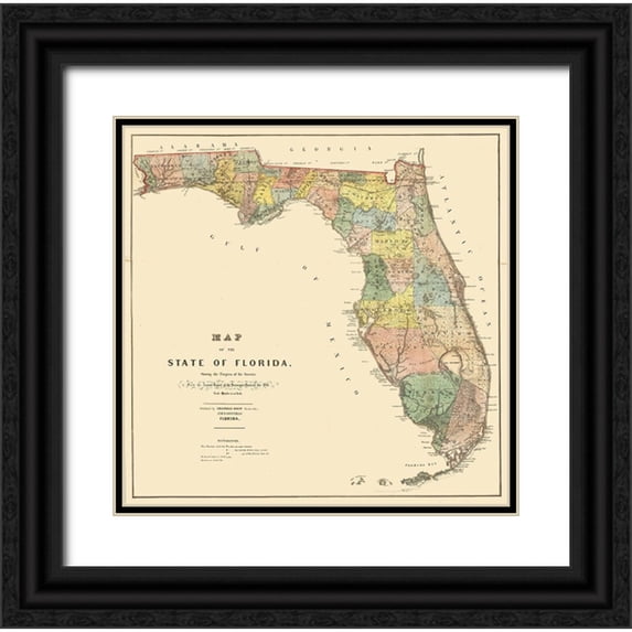 Drew 20x20 Black Ornate Wood Framed with Double Matting Museum Art Print Titled - Florida - Drew 1856